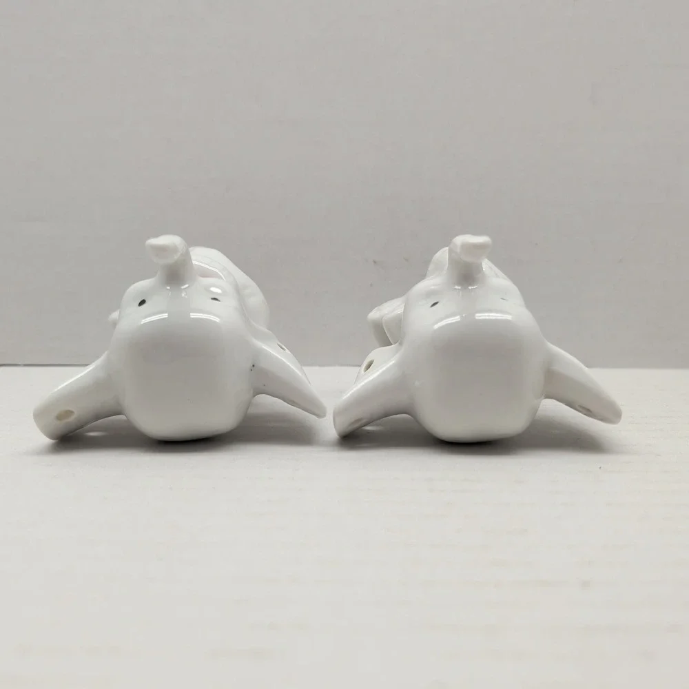Lot 2 Ceramic Elephant Earring Ring Jewelry Holder White Colored Bowtie 3